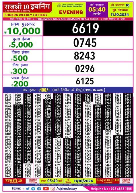 rajshree 10 evening|Rajshree 10 Evening Shukra Weekly Lottery Result 30.08.2024.